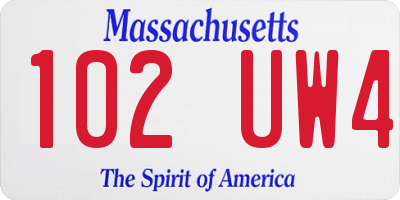 MA license plate 102UW4