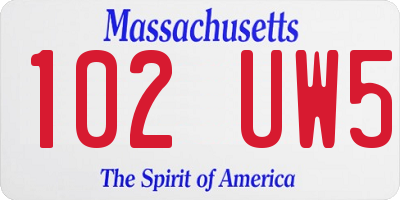MA license plate 102UW5