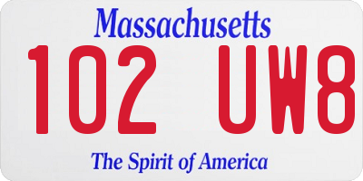 MA license plate 102UW8