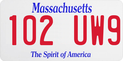 MA license plate 102UW9