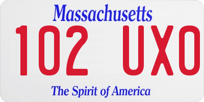 MA license plate 102UX0