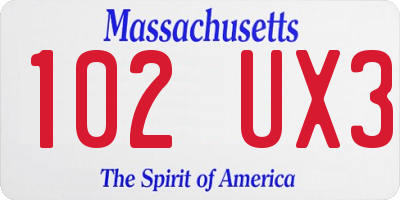 MA license plate 102UX3