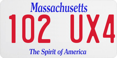 MA license plate 102UX4