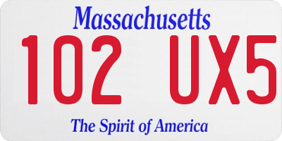 MA license plate 102UX5