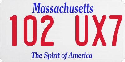 MA license plate 102UX7