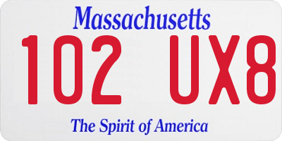 MA license plate 102UX8