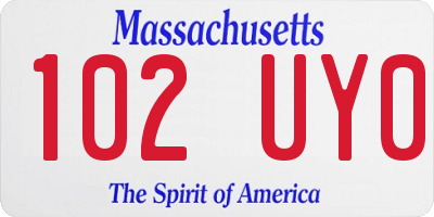 MA license plate 102UY0