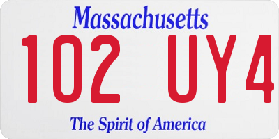 MA license plate 102UY4