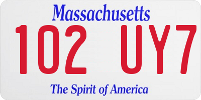 MA license plate 102UY7