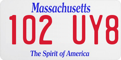 MA license plate 102UY8