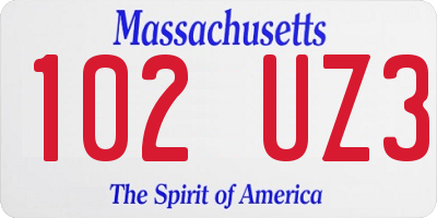 MA license plate 102UZ3