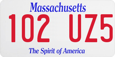 MA license plate 102UZ5