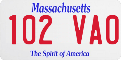 MA license plate 102VA0