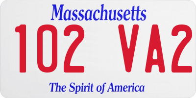 MA license plate 102VA2
