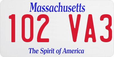 MA license plate 102VA3