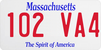 MA license plate 102VA4