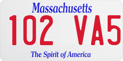 MA license plate 102VA5