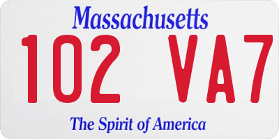 MA license plate 102VA7