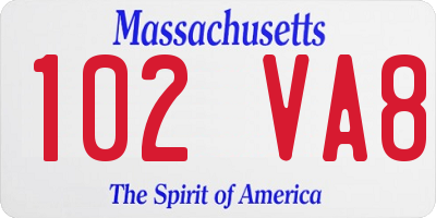 MA license plate 102VA8