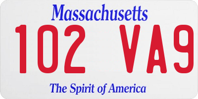 MA license plate 102VA9