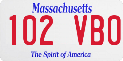MA license plate 102VB0