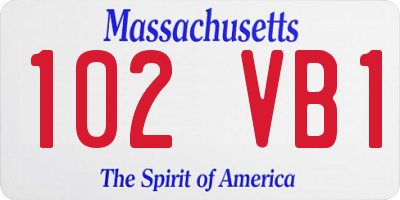 MA license plate 102VB1