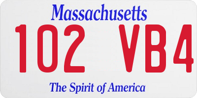 MA license plate 102VB4