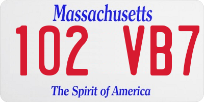 MA license plate 102VB7