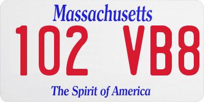 MA license plate 102VB8