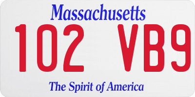 MA license plate 102VB9