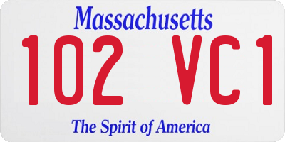 MA license plate 102VC1