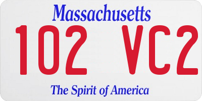 MA license plate 102VC2