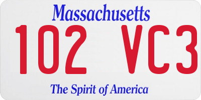 MA license plate 102VC3