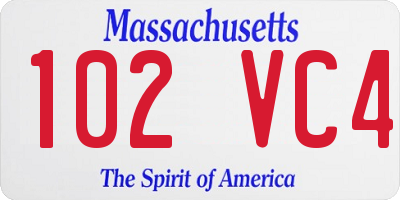 MA license plate 102VC4
