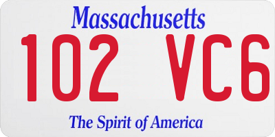 MA license plate 102VC6