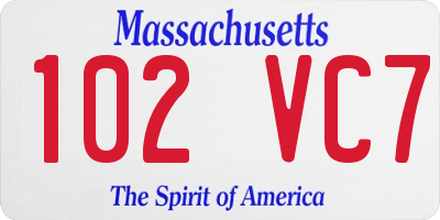 MA license plate 102VC7