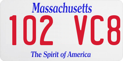 MA license plate 102VC8