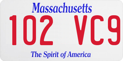 MA license plate 102VC9