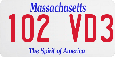 MA license plate 102VD3