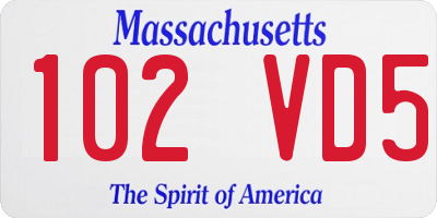 MA license plate 102VD5