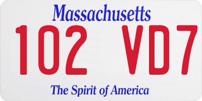 MA license plate 102VD7