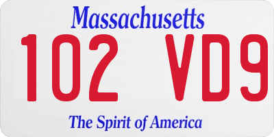 MA license plate 102VD9