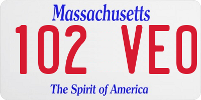 MA license plate 102VE0