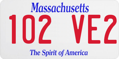 MA license plate 102VE2