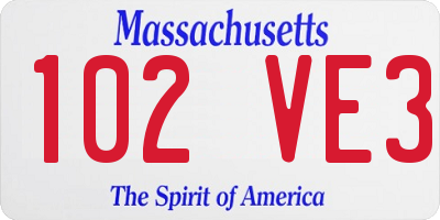 MA license plate 102VE3