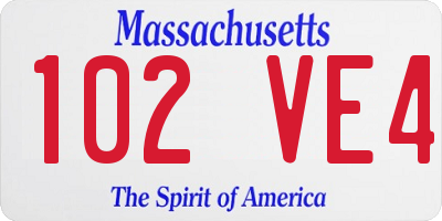 MA license plate 102VE4