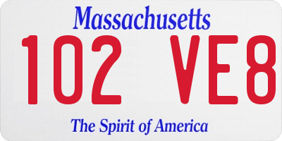 MA license plate 102VE8