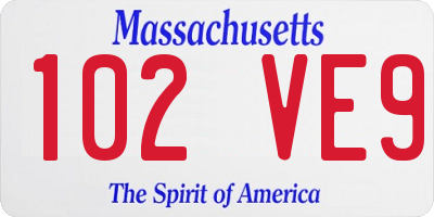 MA license plate 102VE9