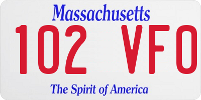 MA license plate 102VF0