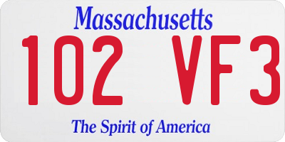 MA license plate 102VF3